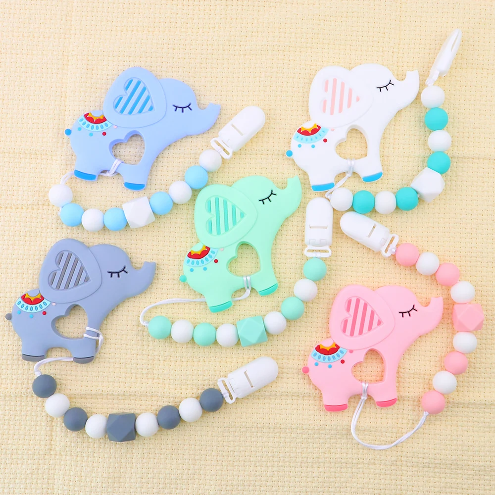 

Elephant Colorful Teehter Teething Match More Colorful Beads BPA Free Food Grade Silicone Beads Baby Infant Chewable Toys