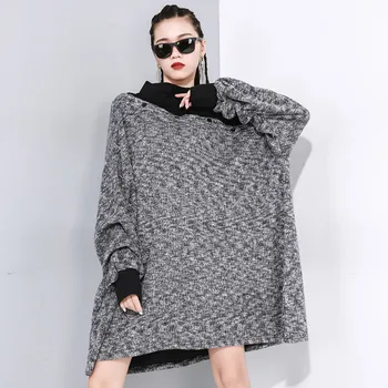 

QING MO Women Patchwork Sweatshirt 2020 Women Spring Knitted Sweatshirt Female Pullovers Jumper Plus Size ZQY2716