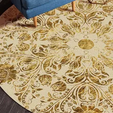 Арабский круглый ковер для гостиной спальни коврики и ковры золотой цветочный напольный коврик с принтом кабинет кофейный столик кресло коврики