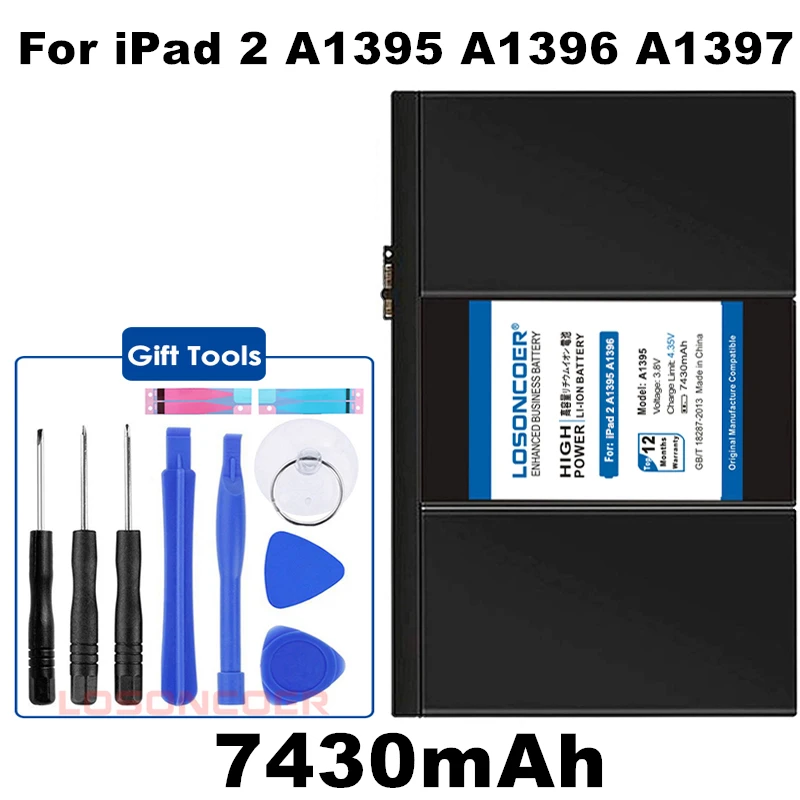 

LOSONCOER A1395 7430mAh Battery For iPad2 iPad 2 A1395 A1396 A1397 A1376 A1316 Series Laptop Battery +Quick Arrive