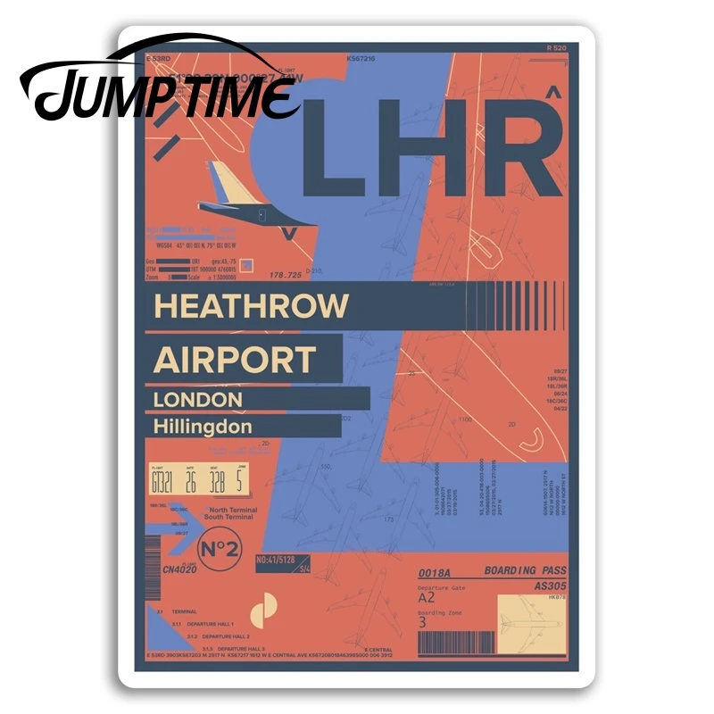 Jump Time Heathrow Airport Vinyl Stickers London England Travel Sticker Waterproof Car Decal Window Bumper Auto Accessories | Автомобили и