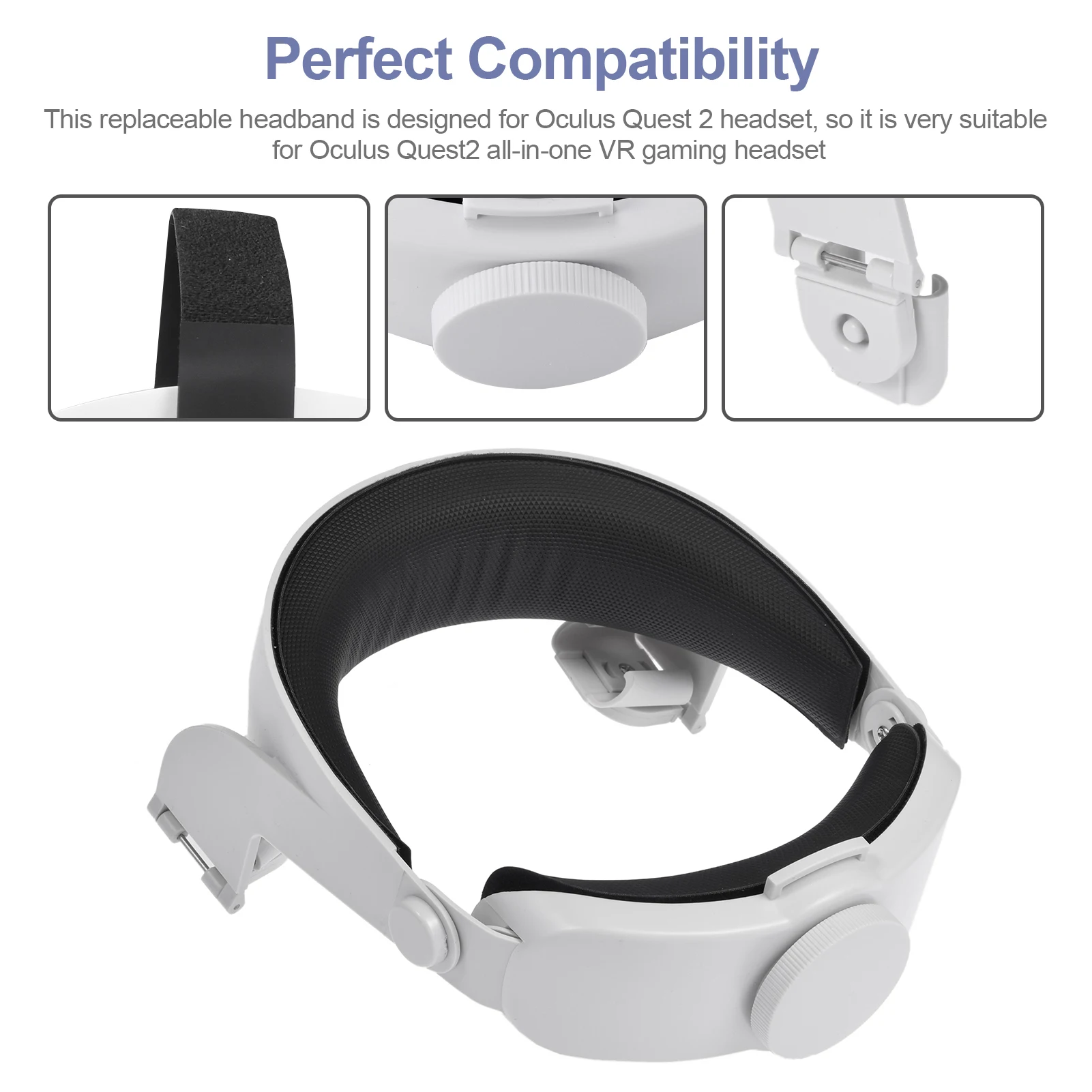 VR Headset Headwear Headband Head Strap for Oculus Quest 2 Lightweight VR Headset Headwear Headband Abs Plastic and Sponge PadVRVR Headset Headwear Headband Head Strap for Oculus Quest 2 Lightweight VR Headset Headwear Headband Abs Plastic and Sponge Pad