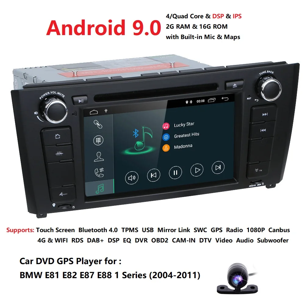 

4G Android 9.0 7Inch Car DVD Player For BMW E87/E881Series with Canbus Wifi GPS Navigation FM Radio Quad core 2GB RAM 4G LTE AM