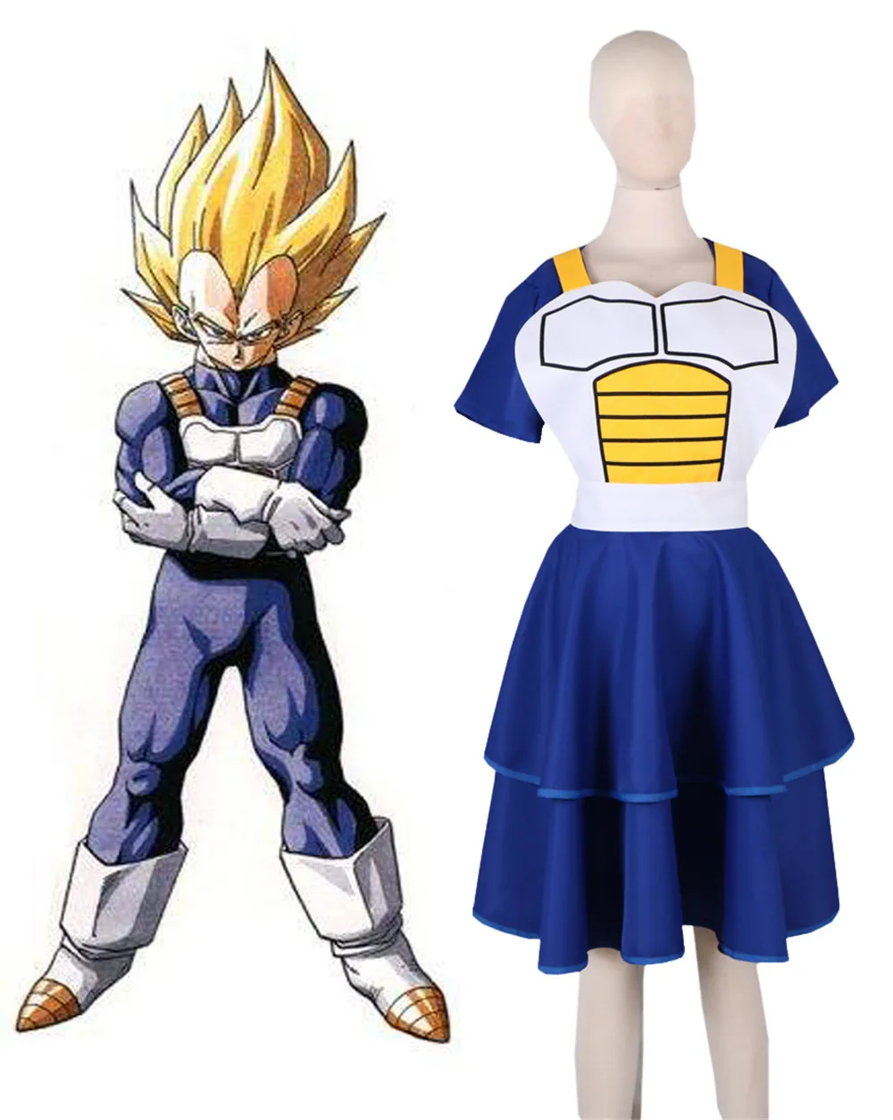 

high quality Anime Dragonball Z Vegeta Super Saiyan Female Kimono Dress Cosplay women lolita Princess dress costume