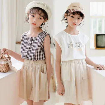 

Teenage Girls Clothing Sets 2020 Summer T shirt Shorts Pocket Casual Sport Suit for Girls Clothes Kids Costume 10 12 13 Years