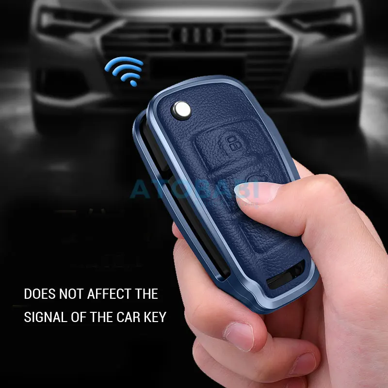 Étui à clé de voiture en alliage d'aluminium avec couvercle de cadre de  protection rabattable pour télécommande, pour Audi A1 A3 A6 A6L Q2 Q3 Q7  TTS R8 S6 RS3