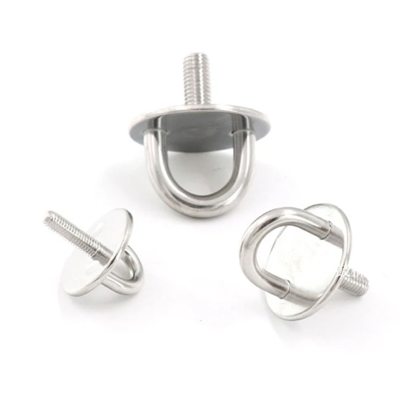 

For Boat Marine Swing Hammock Round Pad Eye Plate 04 Stainless Steel U-Shaped Staple Ring Hook