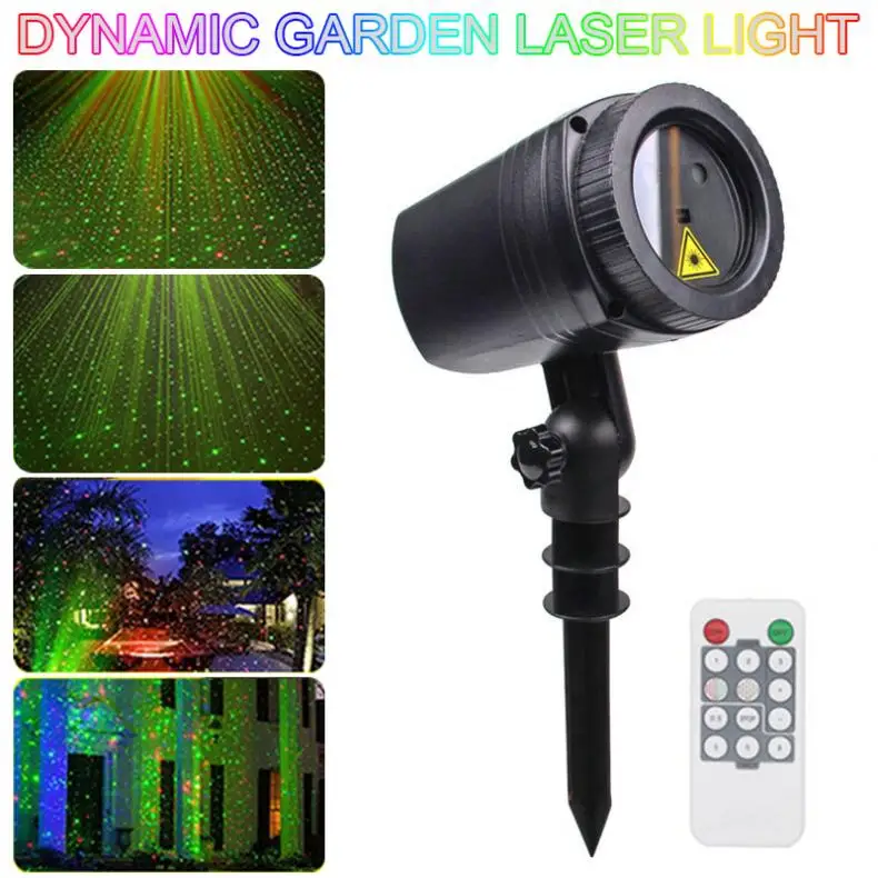 Водонепроницаемый светодиодный динамический светильник для газона на открытом воздухе, лазерный светильник для проектора, Радиочастотный пульт дистанционного управления для рождества, праздника, вечеринки, сада
