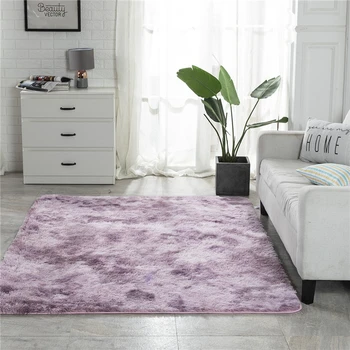 

Shaggy Tie-Dye Plush Carpet Home Decor Fluffy Faux Fur Floor Mats Durable Non-slip Rug Alfombra for Bedside Living Room Bedroom