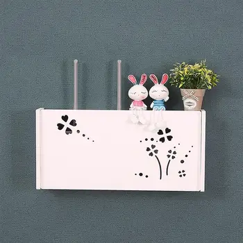 

Wall Mounted Wireless Wifi Router Storage Box PVC Panel Shelf Hanging Plug Board Bracket Cable Storage Organizer Box Home Decor
