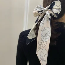 

Satin Ribbon Hair Bands Retro Square Scarf Women New Fashion Print Small Neck Scarfs Headwear French Elegant Hair Accessories