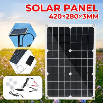 

LEORY 18V 150W Semi-flexible Monocrystalline Solar Panel Kit with Controller Alligator Clip Cigarette Lighter 4 Suction Cups