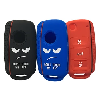 

Dont Touch My Key Case For Volkswagen Vw GOLF POLO Bora Passat Beetle For Seat Key Cover Case Silica Gel Case For Keychain Alarm