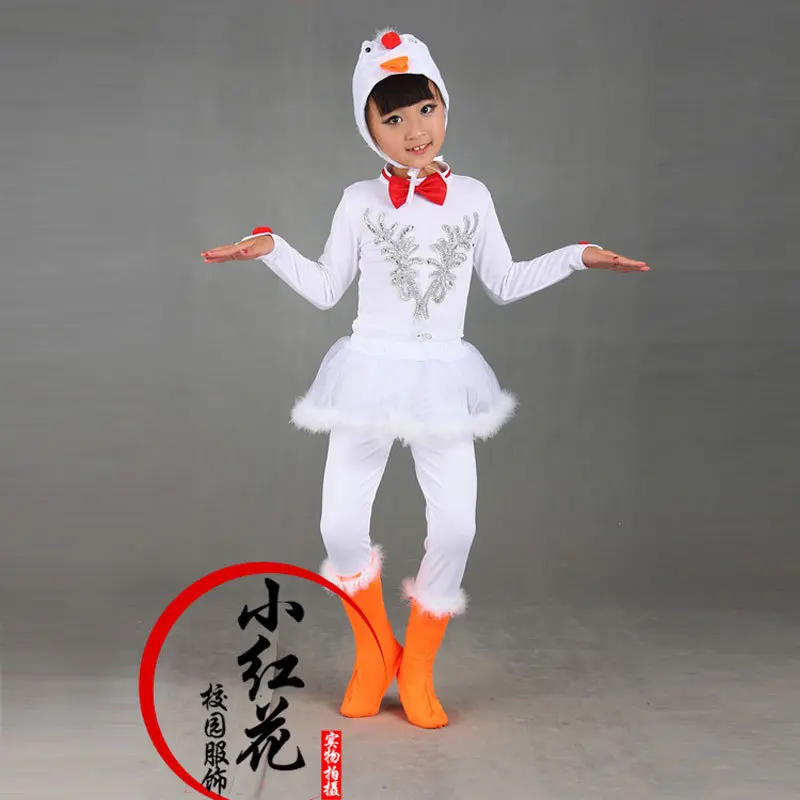 

Dance Performance goose Costume Children White Goose Goose Xiaohe Elegant Demeanor Hand Puppet Case Dacron Hair Bands Class A