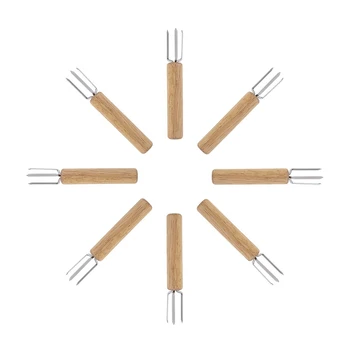 

Corn Holders, Stainless Steel with Wooden Oak Handle Corn on the Cob Holders for Kids and Adults Home Cooking and BBQ, Set of 32
