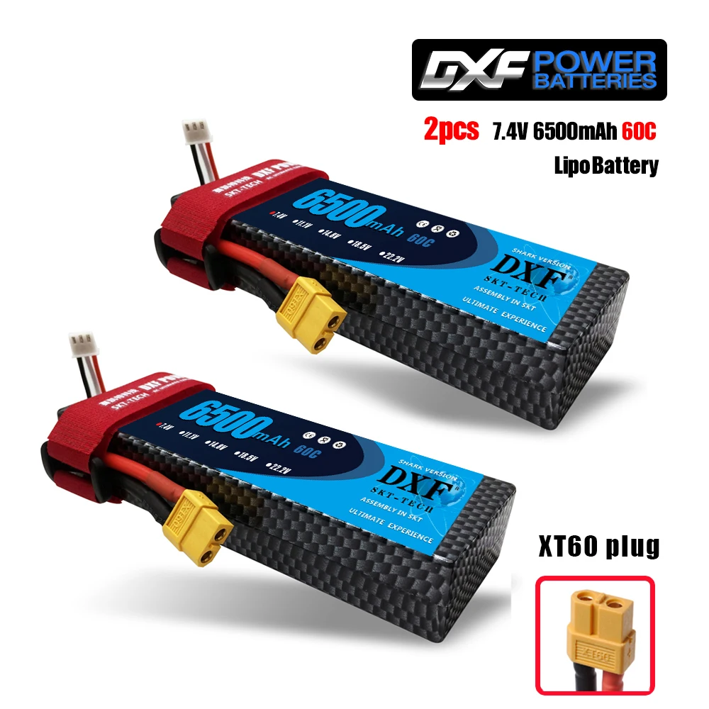 2 шт. DXF 7,4 В 3300 мАч 5200 мАч 6500 мАч Lipo аккумулятор жесткий чехол 2S 50C 60C 80C 1/10 1/8 весы для TRX Slash 4x4 RC автомобилей Жесткий Чехол - Цвет: 2PCS650060CHARDXT60