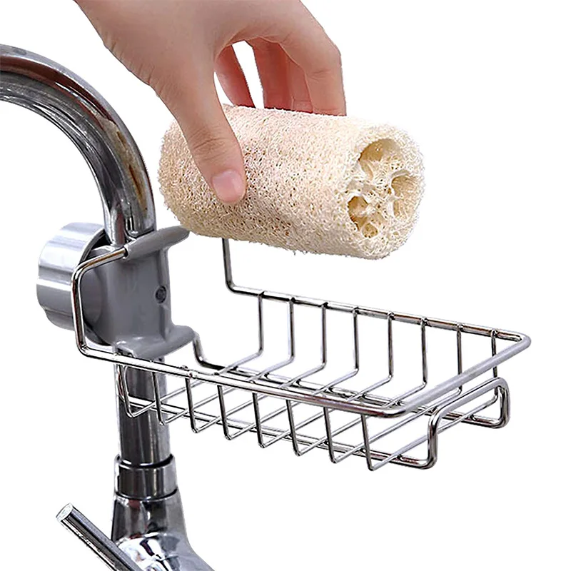 Stainless Steel Faucet Rack Organizer Kitchen Storage Shelf Sponge Dish