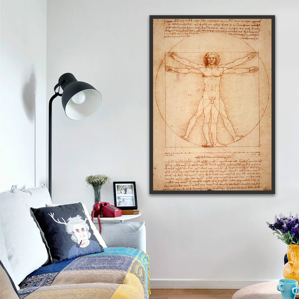 Картина на холсте картины искусство стену с эскизом да Винчи домашнее украшение