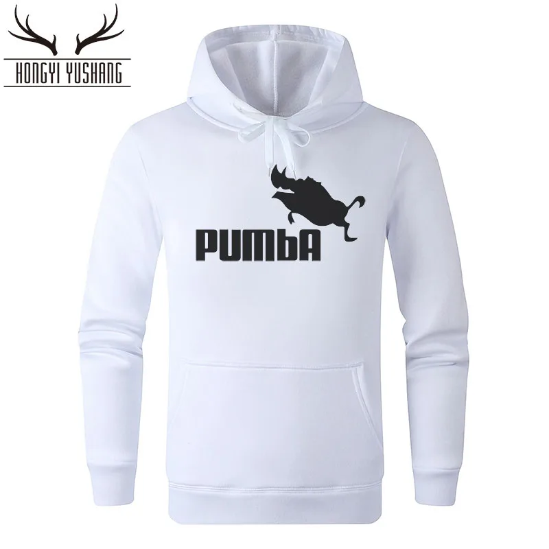 Осенняя забавная мужская толстовка с капюшоном Pumba, хлопковая толстовка с принтом, модная повседневная Уличная одежда, крутая мужская Толстовка