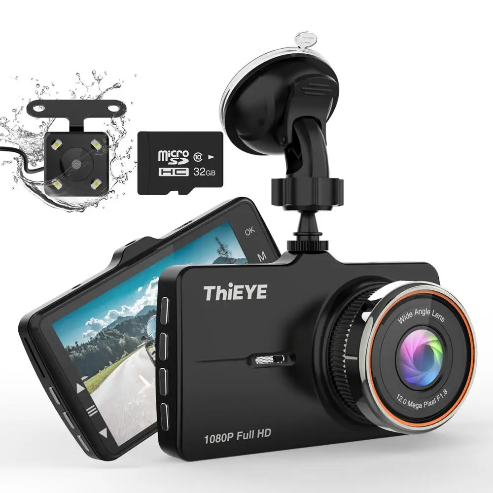 

ThiEYE Original Carbox 5R Dash Cam Car DVR 1080P Front Camera with 720P IP67 Water Resistant Rear Camera Dual Lens Car Recorder