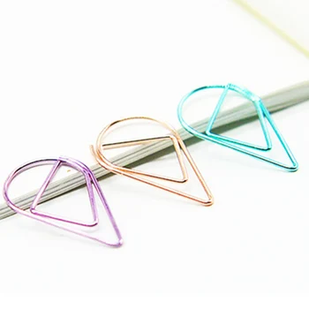 

10 Pcs/Set School Office Supplies Modeling Folders Water Drops Buckle Metal Colored Clip Bookmark Material Bookmark Color Random