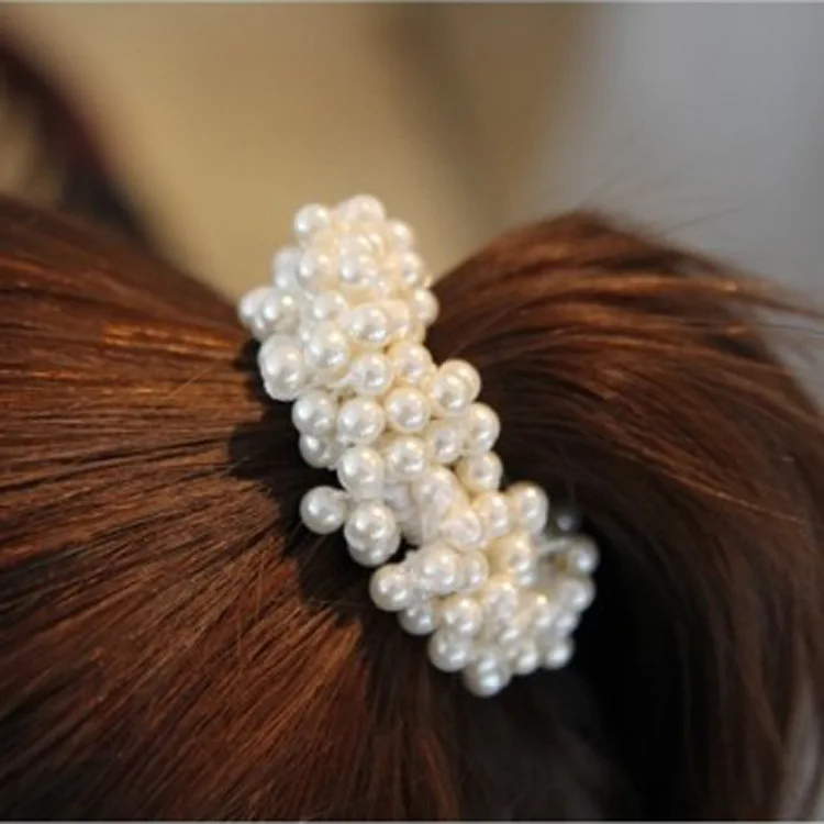 Fashion Creative New Pearl Girl Elasticity Hair Rope For Women Flower Rubber Korean Pop Headband Accessories Wholesale | Украшения и