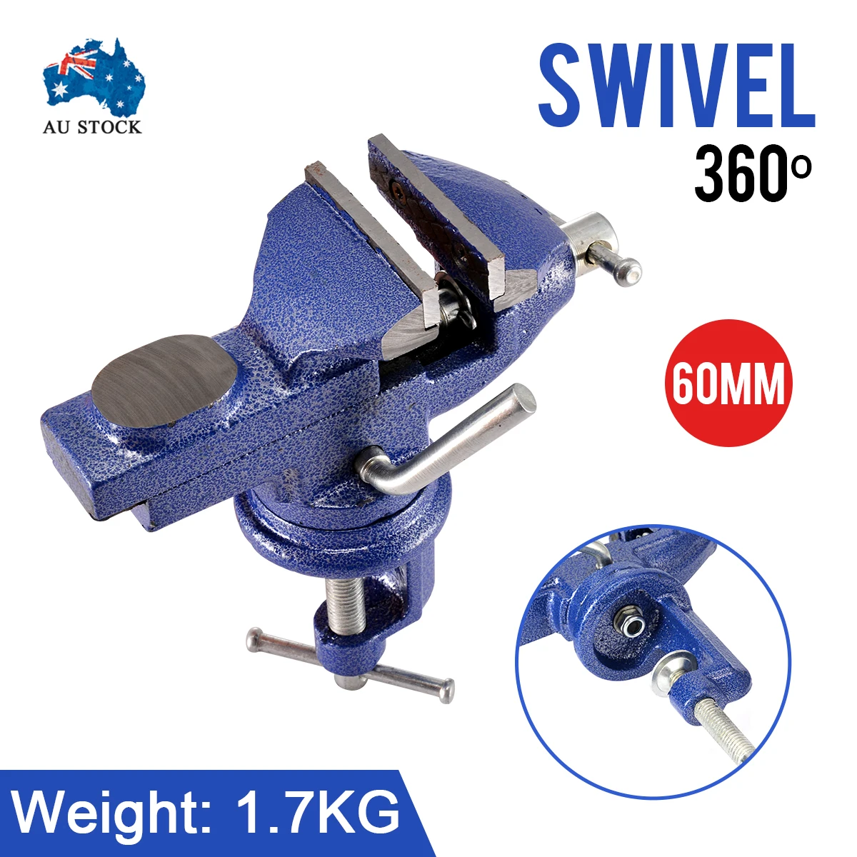 

1pc HD 60mm 360 Degree Swivel Table Vise Portable Table Bench Vice Clamp Mini Vise Anvil Cast Light Duty Mechanic Tool