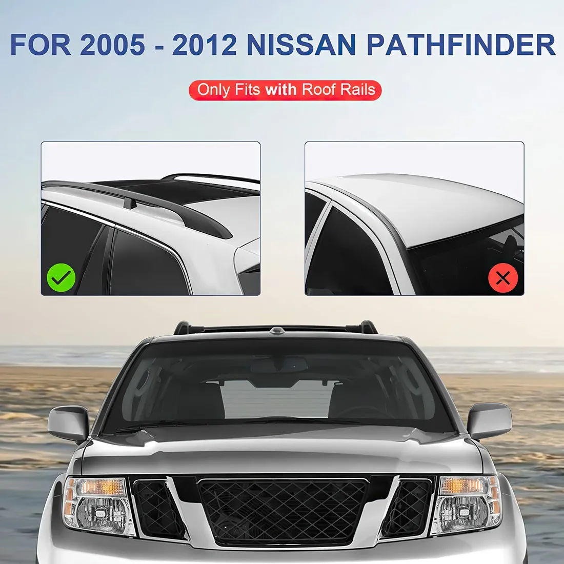 2006 2007 2008 2009 2010 2011 Cross Bars Compatible With 2005-2012 NISSAN PATHFINDER Factory Style Aluminum Black Roof Top Bar Luggage Carrier by IKON MOTORSPORTS 