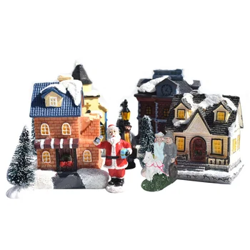 

10 Pieces Christmas Ornaments Mini Cartoon House Desktop Decor Christmas Decorations for Home Office