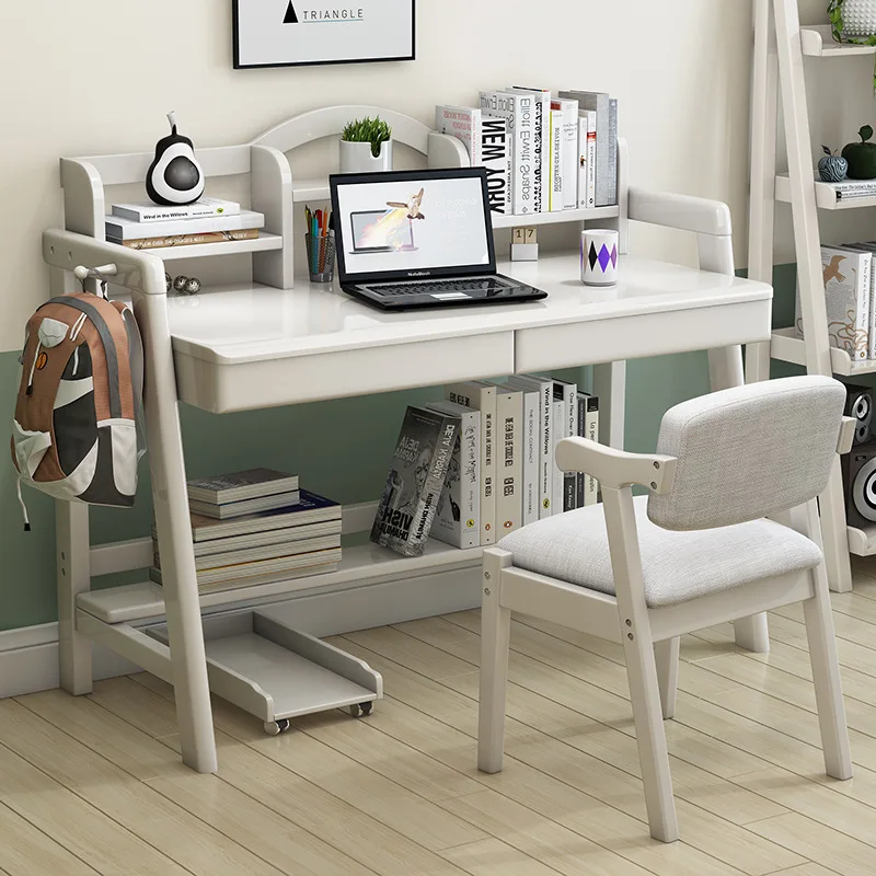 US $393.26 Solid Wood Computer Desk Children Furniture Lift Desk Simple Household Students Study Bedroom Children Desk Adjustable