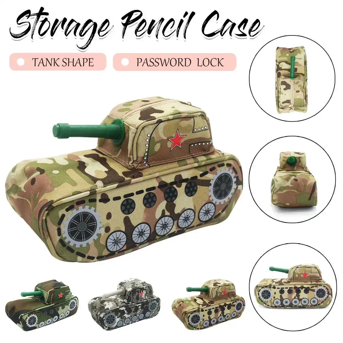 

Portable Large Capacity Tank-Shaped Pen Bag Student Stationery Pencil Case Storage Box Gift Prize Supplies 3 Colors