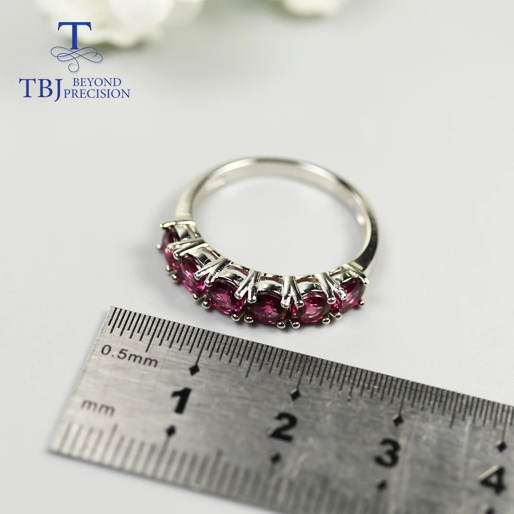 Natural Brazil Rhodolite Garnet Ring Round 4mm 6 piece classic simple Gemstone Ring fine jewelry 925 sterling silver for women 4