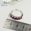 Natural Brazil Rhodolite Garnet Ring Round 4mm 6 piece classic simple Gemstone Ring fine jewelry 925 sterling silver for women 4