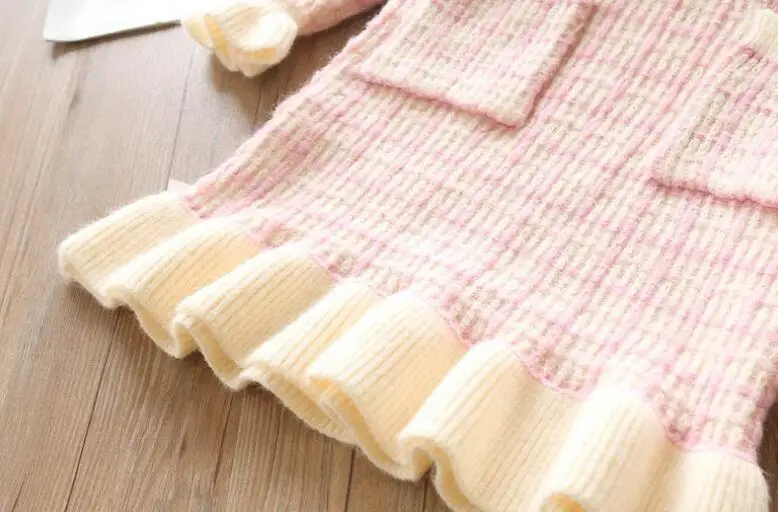 11.4th Size 110-150cm Girls' knitting dress Long sleeve fashion children's dress Autumn Winter New Arrival