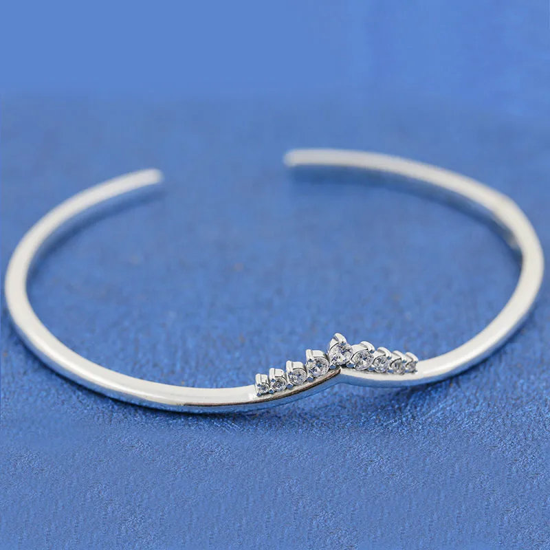 

LISM [Wholesale] 925 Silver 2019 Winter New Crowned Wishing Bone Open Bracelet Bracelet Women Fashion DIY Original Jewelry
