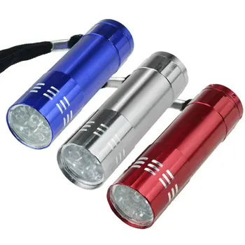 

Aluminum Mini Portable Waterproof 9 LED Flashlight UV Torch Light Camping Light