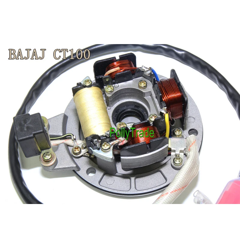 

Motorcycle CT100 BM100 inner rotor kit ignition stator magneto coil with plate for Bajaj 100cc CT BM 100 spare parts in 4 pole