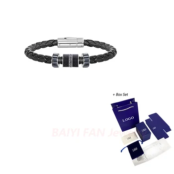 

Fashion Retro SWA New DIAGONAL Transfer Black Beads Leather Magnetic Bracelet Couple Romantic Bracelet Jewelry Gift 5159648