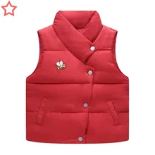Детский хлопковый жилет со стоячим воротником Детский Однобортный Теплый короткий жилет с вышивкой пчелы