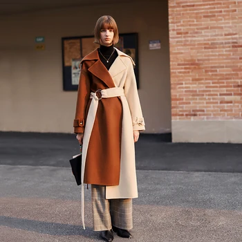 Double-sided asymmetrical  wool Coat