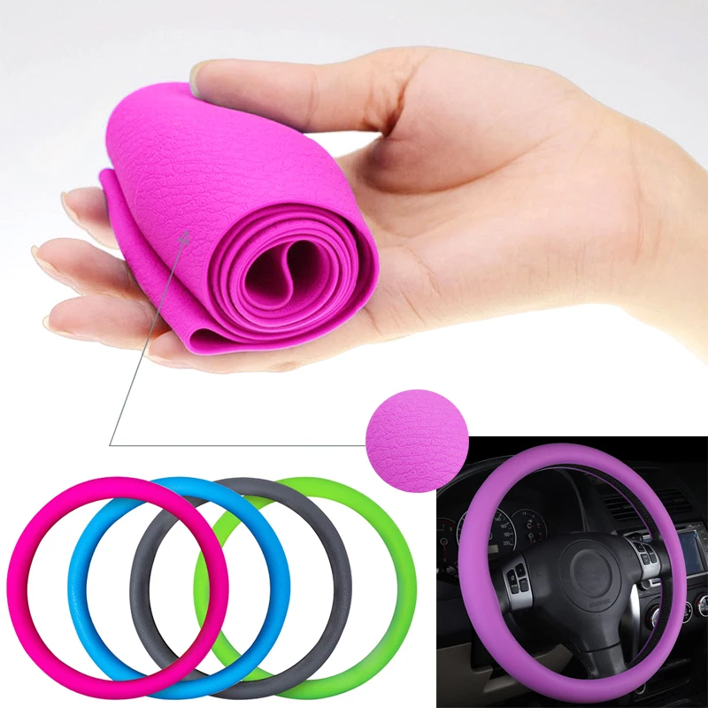 Car Styling Universal Car Silicone Steering Wheel Glove Cover Texture Soft Multi Color Soft Silicon Steering Wheel Accessories