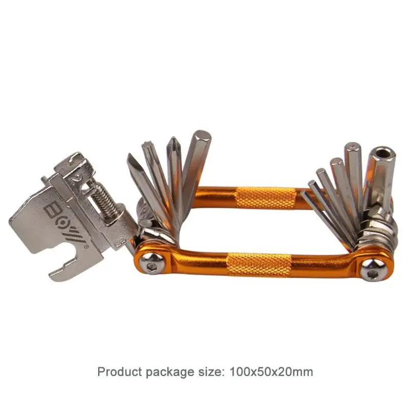 Оранжевый 17 в 1 функциональный MTB горный велосипед прочный многофункциональный инструмент Отвертка шестигранный гаечный ключ спицы велосипед складной инструмент для ремонта - Цвет: Оранжевый