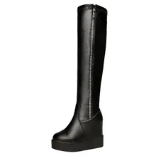 Осенне-зимние женские ботинки Стрейчевые тонкие высокие сапоги до бедра модные Ботфорты женская обувь на высоком каблуке; Sapatos;