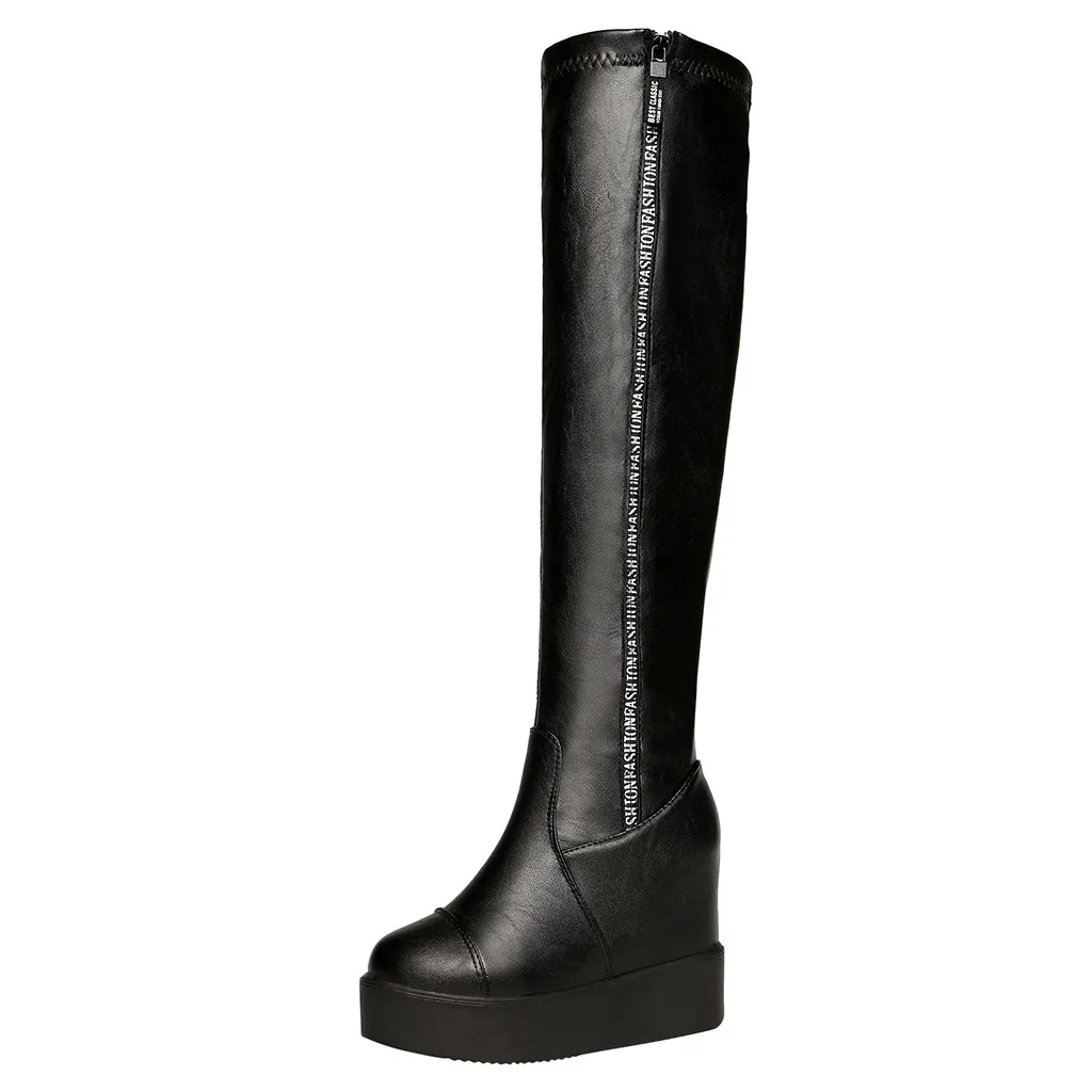 Сезон осень зима Женские сапоги Эластичные облегающие высокие до бедра Модные