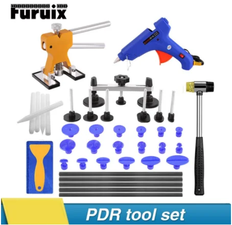 

PDR TOOLS CAR DENT REPAIR TOOL DENT REMOVE FOR HAIL DAMAGE PAINTLESS DENT LIFTER HAMMER GLUE GUN TABS SUCTION CUPS HAND TOOLS