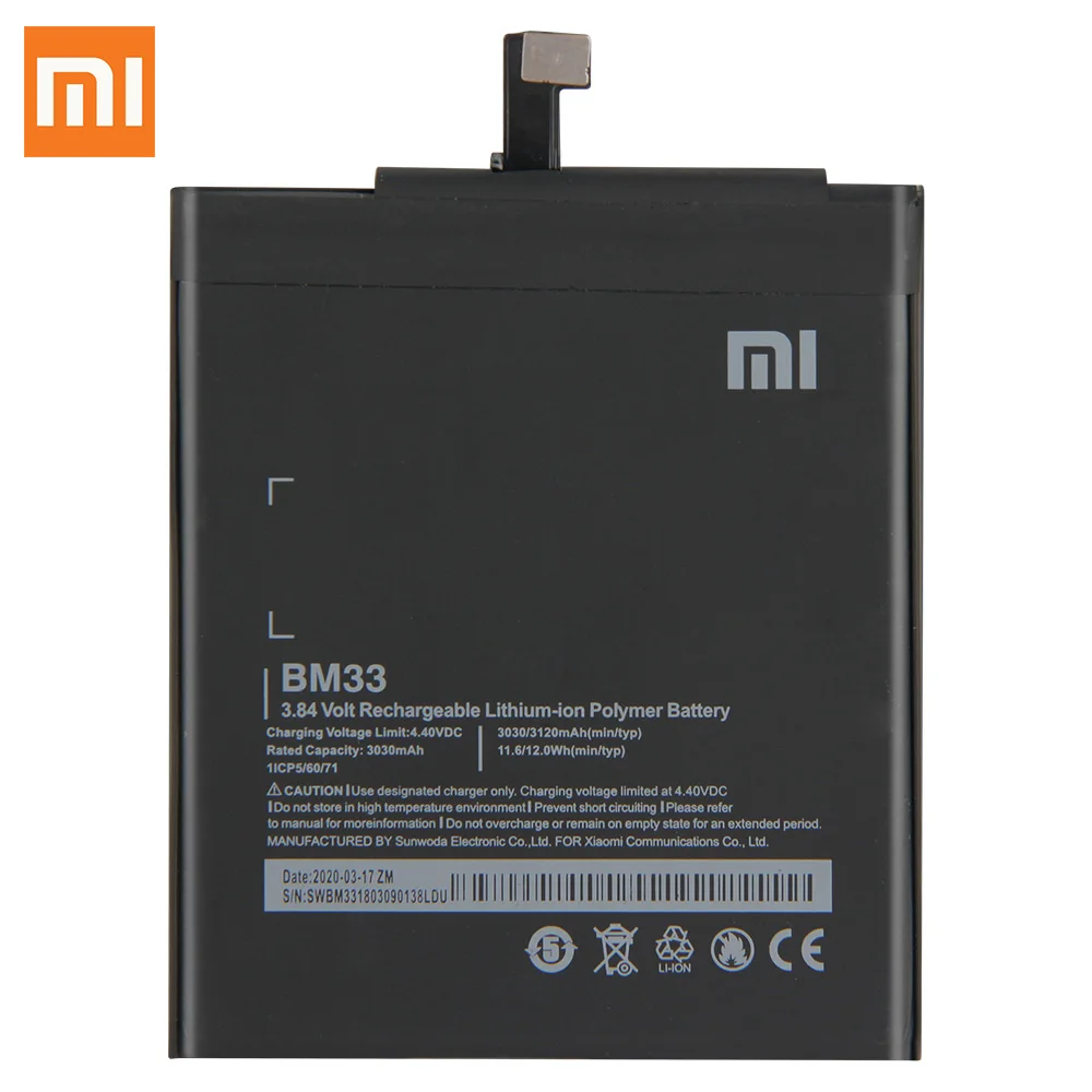 Оригинальная запасная батарея для Xiaomi Mi 4i Mi4i BM33 натуральная телефона 3120