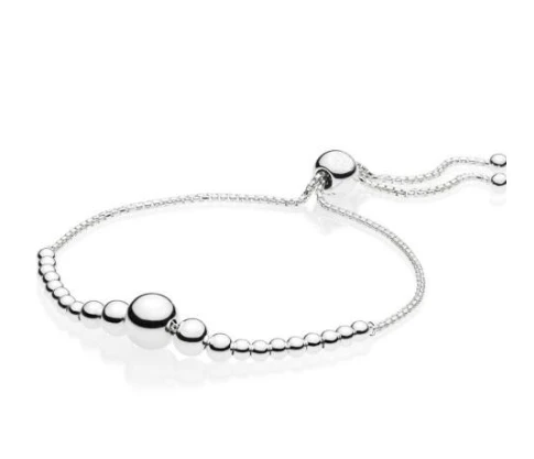 925 пробы серебряный браслет, цепочка из бусин, скользящий регулируемый браслет, подходит для женщин, бусина, шарм, сделай сам, модное ювелирное изделие