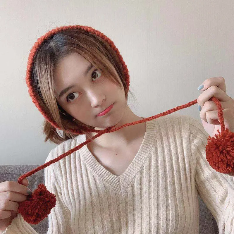 X новая зимняя шапка женская Милая ручная вязка однотонный шар Шапка мягкая теплая удобная зимняя Лыжная/уличная Защитная шапка