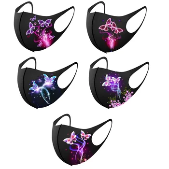 

Mascarilla 5pcs Adult Black Butterfly Face Mask Fashion Washable Reusable Mouth Mask For Face Masks Washable Mouth Caps Washable