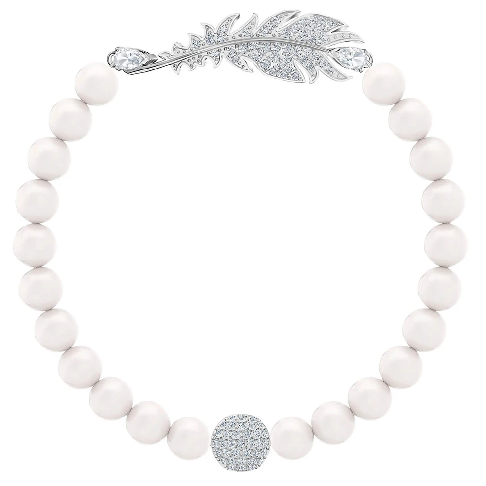 

MINA BEAR SWA 2019 NICE Series White Gold Feathers Concealed Magnetic Buckle Beads Bracelet 5509723 Female Gifts Featured